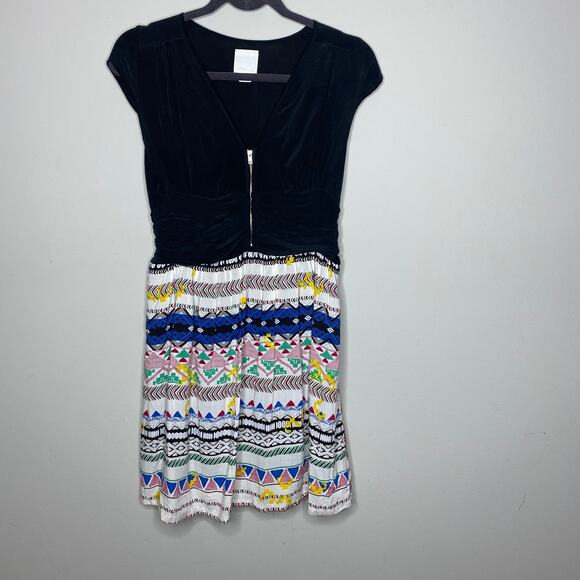 Line & Dot Silk Front Zip Shirred Back Mini Dress - Picture 1 of 7